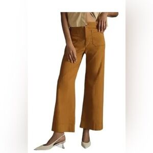 Anthropologie Colette Wide Leg Pants size 32 Tall tan/brown linen blend